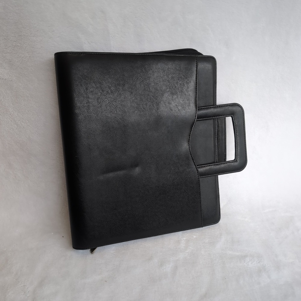 Vintage 90s Day-Timer Black Zip Portfolio Briefcase Executive Organizer Handle